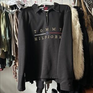 Tommy Hilfiger Black Half-Zip Sweatshirt